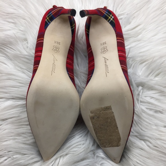 Brian Atwood Red Plaid Heels - Picture 6 of 8